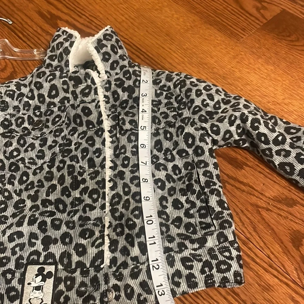 Disney baby girls MICKEY MOUSE corduroy faux Sherpa jacket gray animal pockets 2